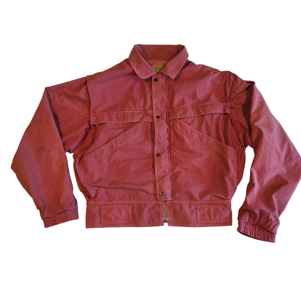 Vintage 80s West Coast Aviation Flight Jacket Mens M Salmon Pink Cotton Brazil